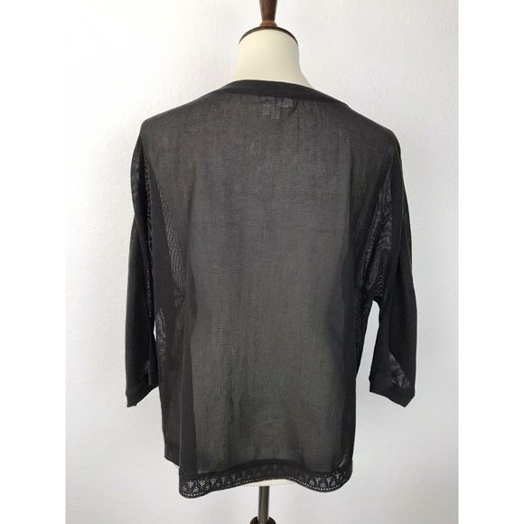 Anthropologie Meadow Rue Gray Sheer Top - Picture 9 of 11